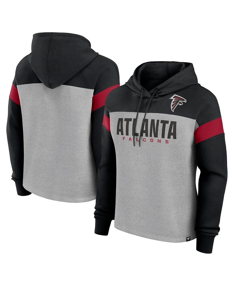 Fanatics Women's Heather Gray/Black Atlanta Falcons Bold Play Call Pullover Hoodie