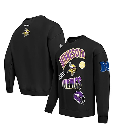Pro Standard Men's Black Minnesota Vikings Turn It Up Drop Shoulder Pullover Sweatshirt