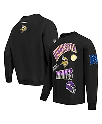 Pro Standard Men's Black Minnesota Vikings Turn It Up Drop Shoulder Pullover Sweatshirt