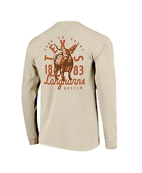 Image One Men's Natural Texas Longhorns Comfort Colors Mascot Overlay Long Sleeve T-Shirt