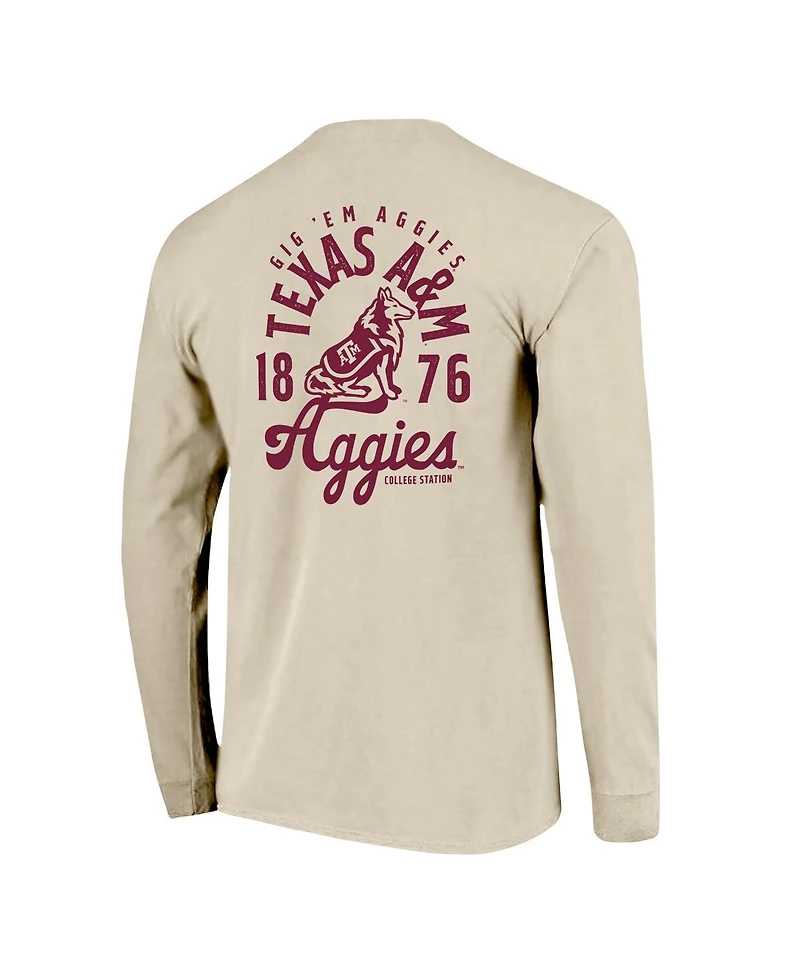 Image One Men's Natural Texas A M Aggies Comfort Colors Mascot Overlay Long Sleeve T-Shirt