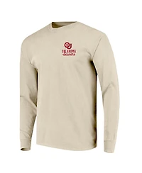 Image One Men's Natural Oklahoma Sooners Comfort Colors Mascot Overlay Long Sleeve T-Shirt