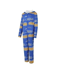 Concepts Sport Women's Powder Blue Los Angeles Chargers Roadway Allover Print Microfleece Full-Zip Union Suit