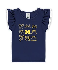 ZooZatz Girls Toddler 2-Piece Navy Michigan Wolverines Tri-Blend Bow Legging and Shirt Set