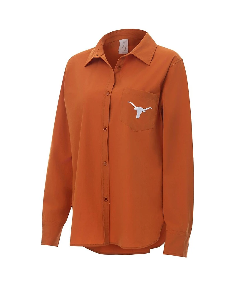 ZooZatz Women's Burnt Orange Texas Longhorns Stretch Woven Button-Up Shirt