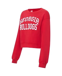 ZooZatz Women's Red Georgia Bulldogs Chenille Cropped Sweatshirt