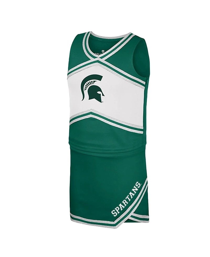 Colosseum Big Girls 2-Piece Green Michigan State Spartans Cheerleader Top and Skirt Set