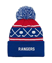Outerstuff Baby Boys and Girls Blue New York Rangers Face-Off Cuffed with Pom Knit Hat
