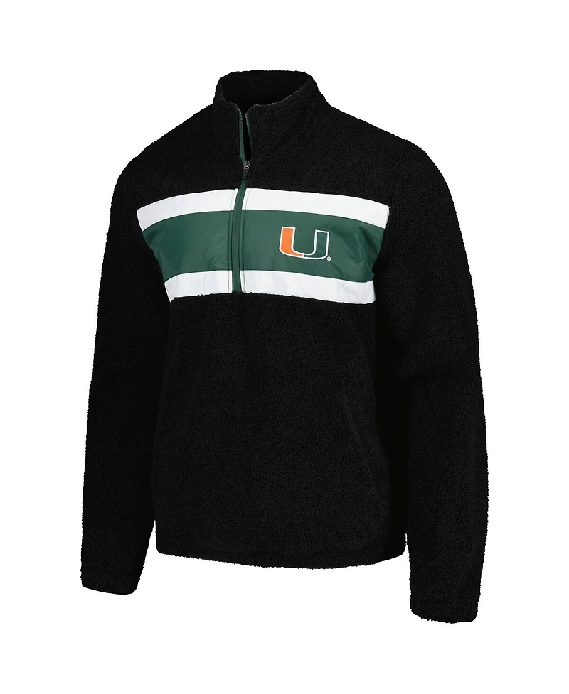 G-iii Sports by Carl Banks Men's Black Miami Hurricanes Pinch Runner Half-Zip Hoodie