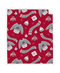 Pegasus Home Fashions Ohio State Buckeyes 60" x 70" Ugly Sweater Flannel Fleece Sherpa Blanket