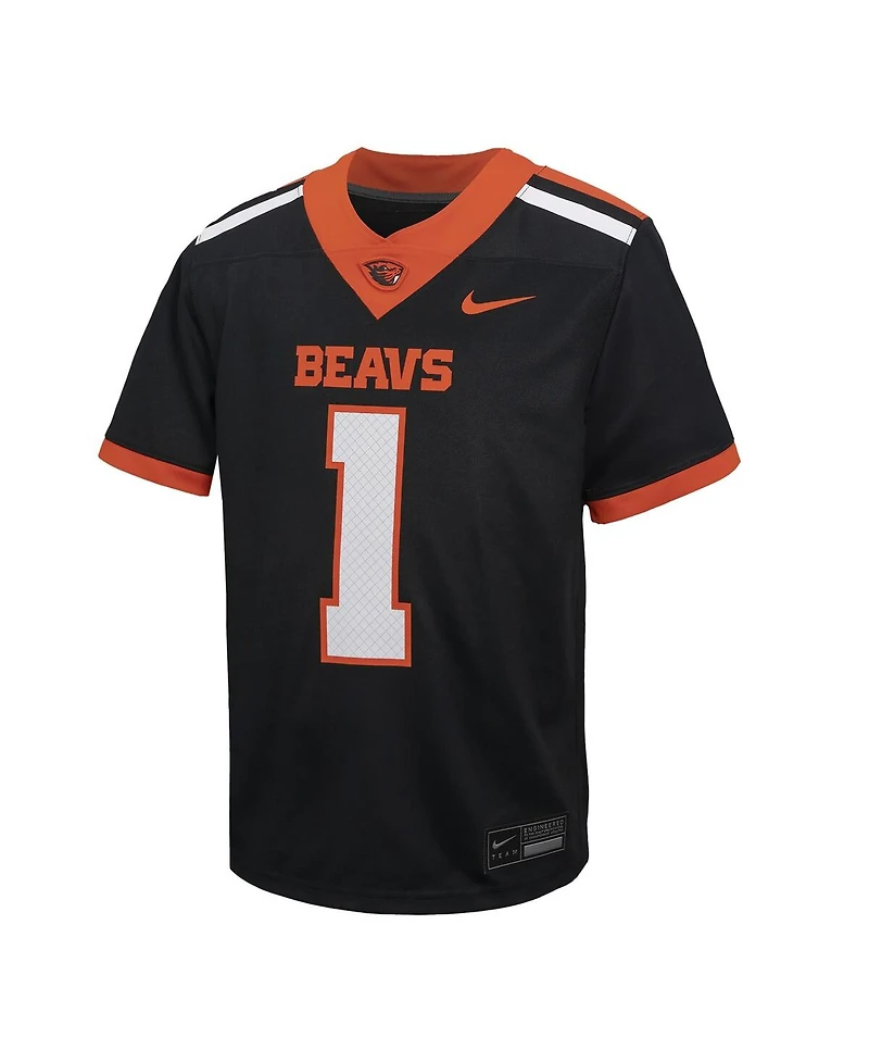 Nike Big Boys and Girls 1 Black Oregon State Beavers Untouchable Football Jersey