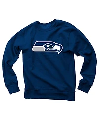Wes & Willy Big Boys and Girls College Navy Seattle Seahawks Reversible Fleece Pullover Sweatshirt
