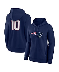 Fanatics Women's Mac Jones Navy New England Patriots Player Icon Name Number V-Neck Pullover Hoodie