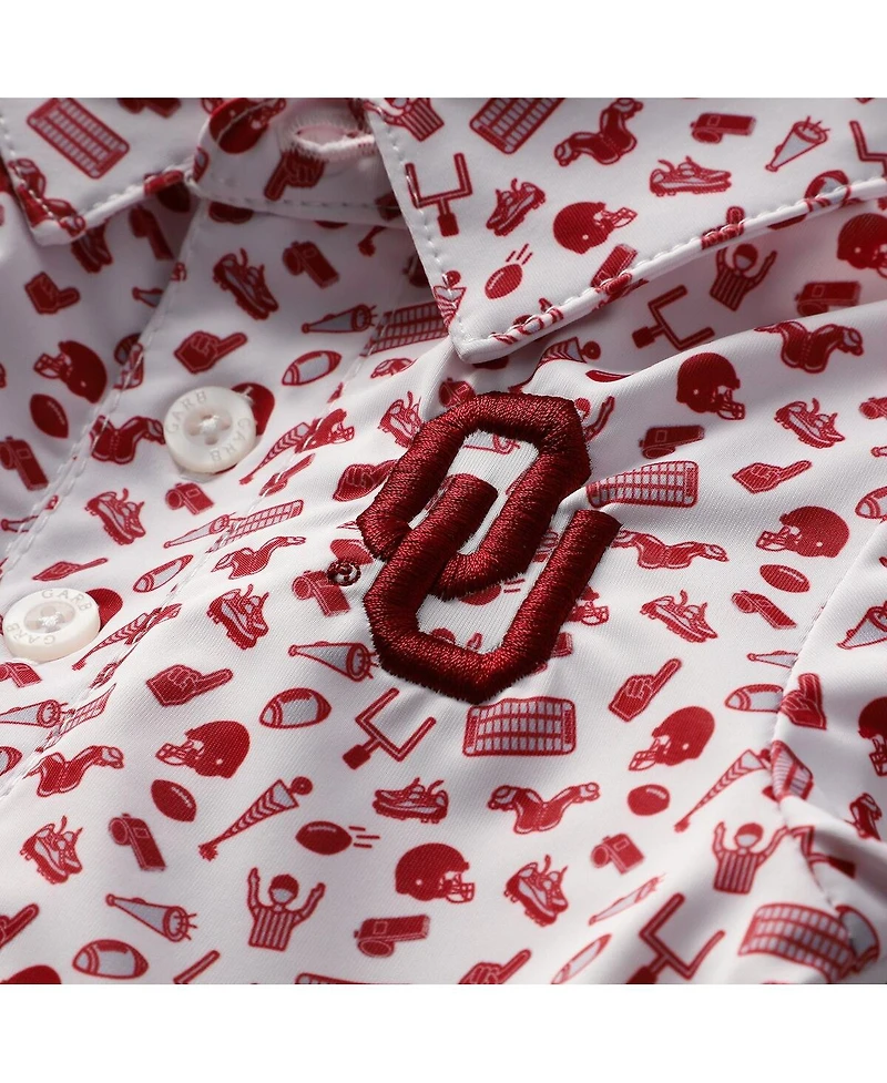 Garb Baby Boys and Girls Crimson Oklahoma Sooners Tom Allover Print Performance Polo Shirt Bodysuit