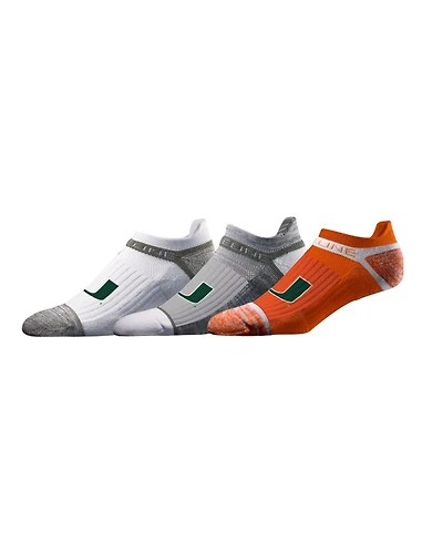 Strideline Men's and Women's 3-Pack Miami Hurricanes Premium Low Ankle Socks Set