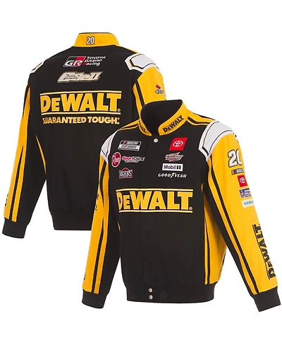 Jh Design Men's Black/Yellow Christopher Bell DeWalt Full-Snap Twill Uniform Jacket