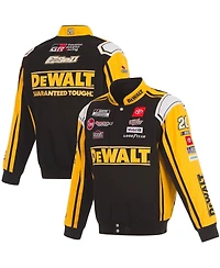Jh Design Men's Black/Yellow Christopher Bell DeWalt Full-Snap Twill Uniform Jacket