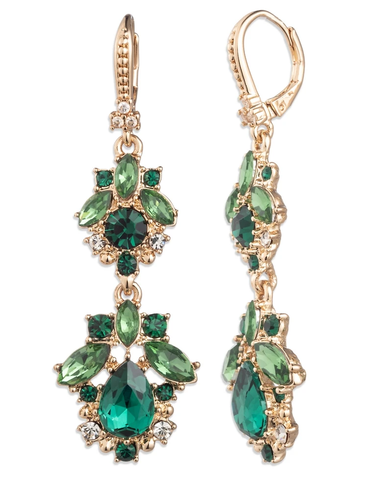 Marchesa Glass & Epoxy Stone Gold-Tone Double Drop Earrings