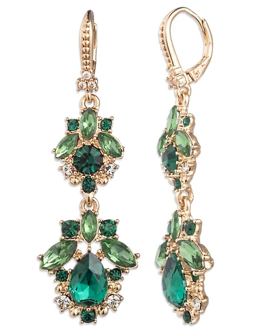 Marchesa Glass & Epoxy Stone Gold-Tone Double Drop Earrings
