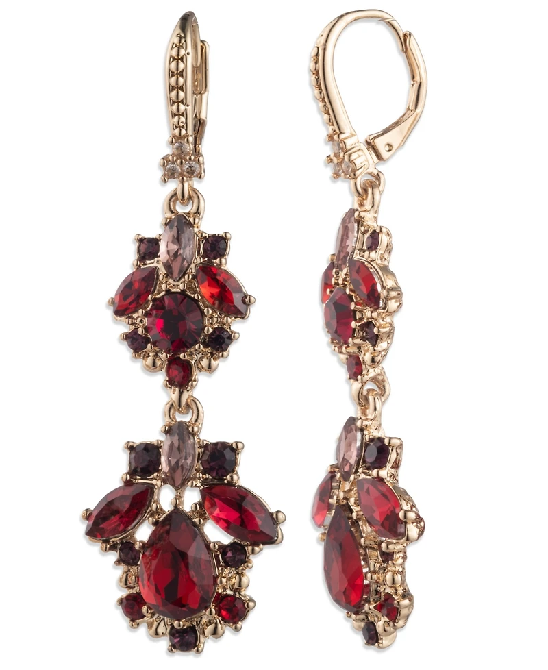 Marchesa Glass & Epoxy Stone Gold-Tone Double Drop Earrings