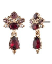 Marchesa Imitation Pearl and Glass Stone Gold-Tone Drama Pear Drop Stud Earrings