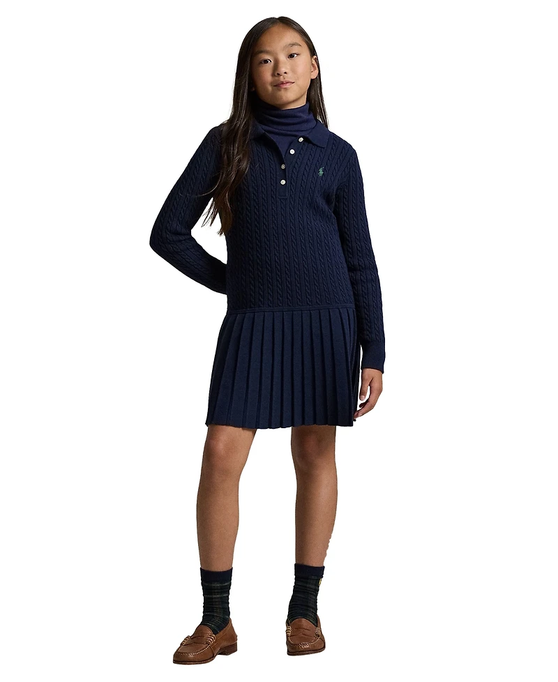 Polo Ralph Lauren Girls 7-16 Mini-Cable Long Sleeve Sweater Dress