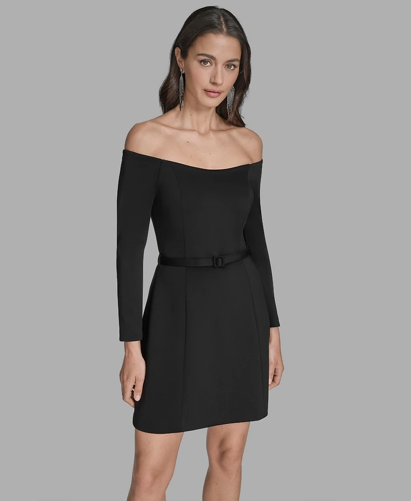 Scuba Off-The-Shoulder Belted Fnf