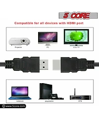 5 Core Hdmi Cable High Speed 6ft long 18Gbps 2.0 4K Computer Cord Hdr Compatible