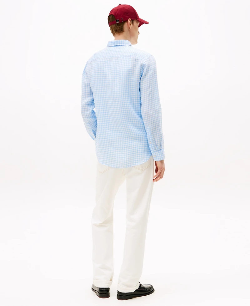 Tommy Hilfiger Men's 100% Linen Gingham Button Up Shirt