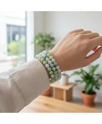 Bling Jewelry Stackable Set Of 3 Natural Stone Round Bead 8MM Multi Strand Stretch Bracelet