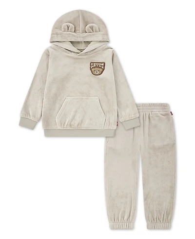 Levi's Baby Boys or Girls 2-Piece Minky Sherpa Hoodie and Jogger Pant Set