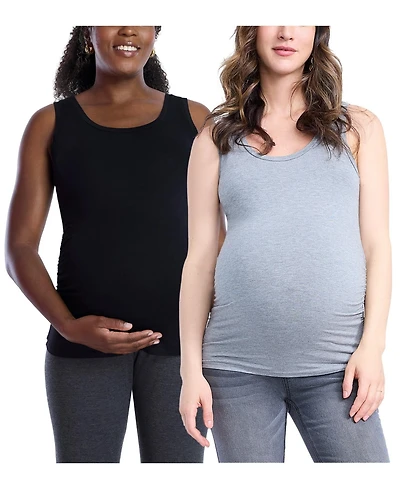 Motherhood Maternity Scoop Neck Side-Ruched Tank Top - 2 Pack