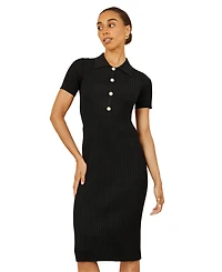 Yumi Women's Fitted Rib Knitted Midi Dress