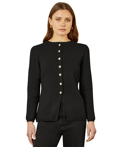 Yumi Women's Chic Peplum Button Up Cardigan