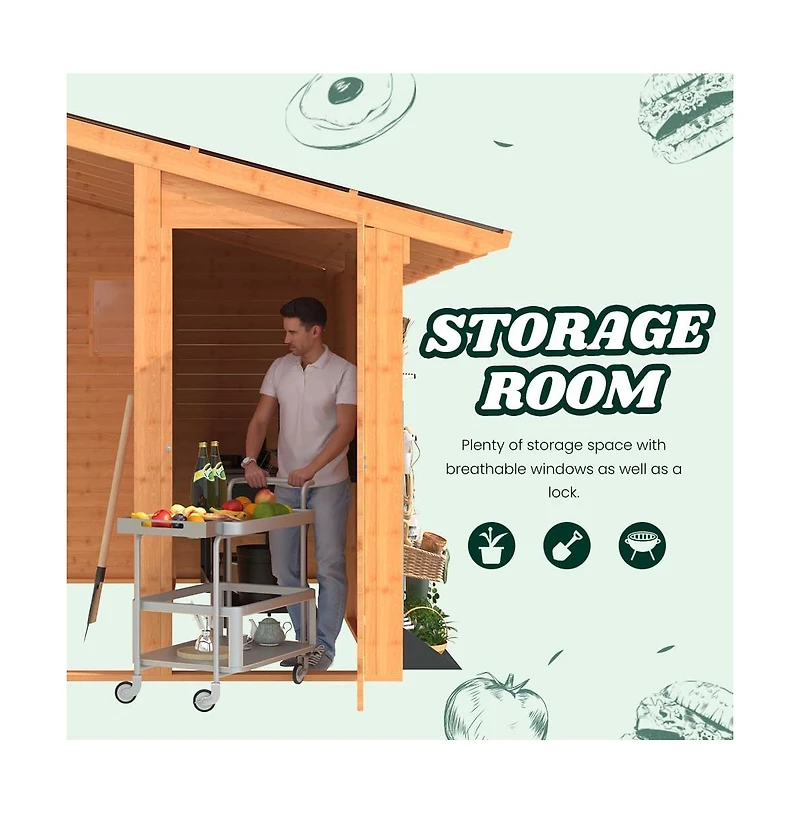 Aecojoy 20' x 12.5' Outdoor Wooden Gazebo with Storage Room