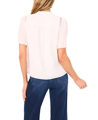 CeCe Women's Short Sleeve Shoulder Lace Detail Top