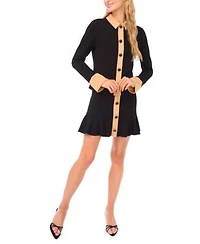 Cece Womens Collared Top Flounce Mini Skirt