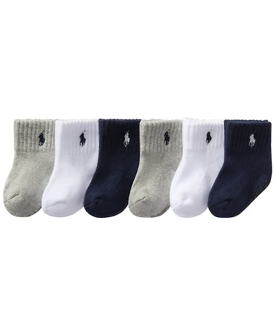 Polo Ralph Lauren Baby Boys Sport Quarter Socks, 6 Pack