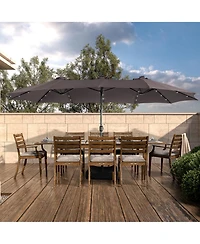 15ft Patio Umbrella with Base Included and Led lights, Outdoor Market Extra Large Umbrella, Pool For Deck, Pool, Garden, Lawn