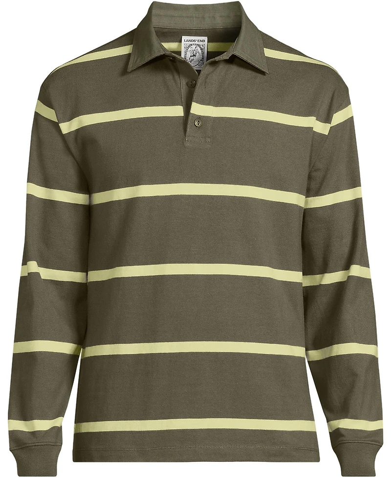 Lands' End Men's Long Sleeve Rugged Rugby Polo