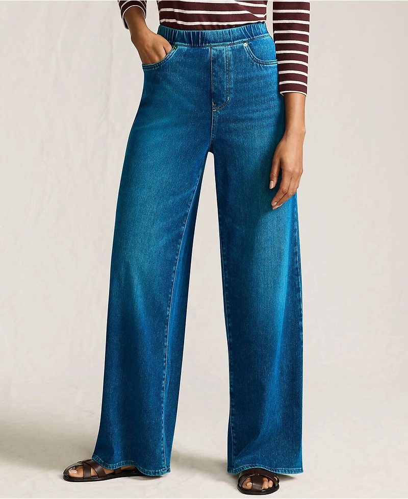 Lands' End Women's Starfish Denim High Rise Wide Leg Jeans