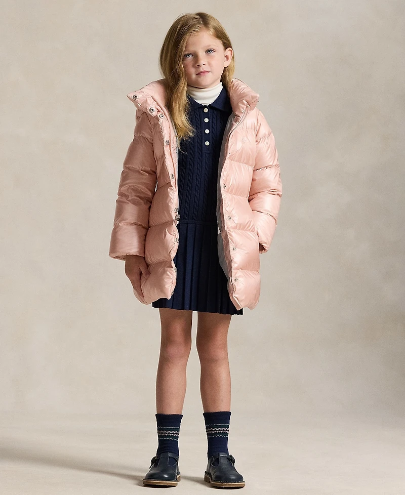 Polo Ralph Lauren Girls 2T-6X Metallic Full-Zip Hooded Long Jacket