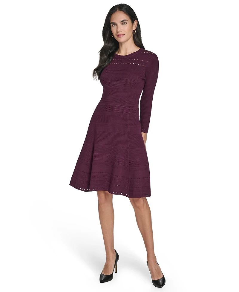 Jessica Howard Women's Textured Ottoman Fit and Flare Dress