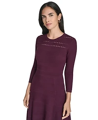 Jessica Howard Women's Textured Ottoman Fit and Flare Dress