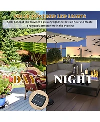 10 ft. Aluminum Market Outdoor Tilt Patio Led Umbrella Red