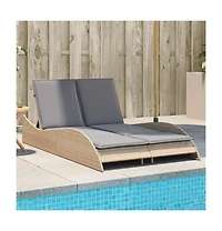 Sun Lounger Beige Pe rattan 44.9x80.7x28.7 in