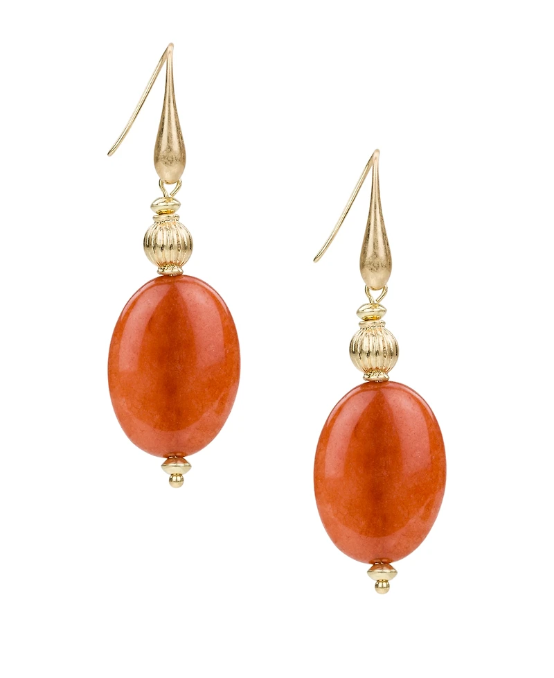 Patricia Nash Eclectic Bead Antique-Like Gold-Tone Oval Drop Wire Earrings