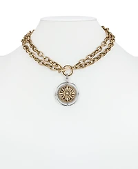Patricia Nash Antique-Like Gold-Tone and Silver-Tone Ox Compass Convertible Necklace