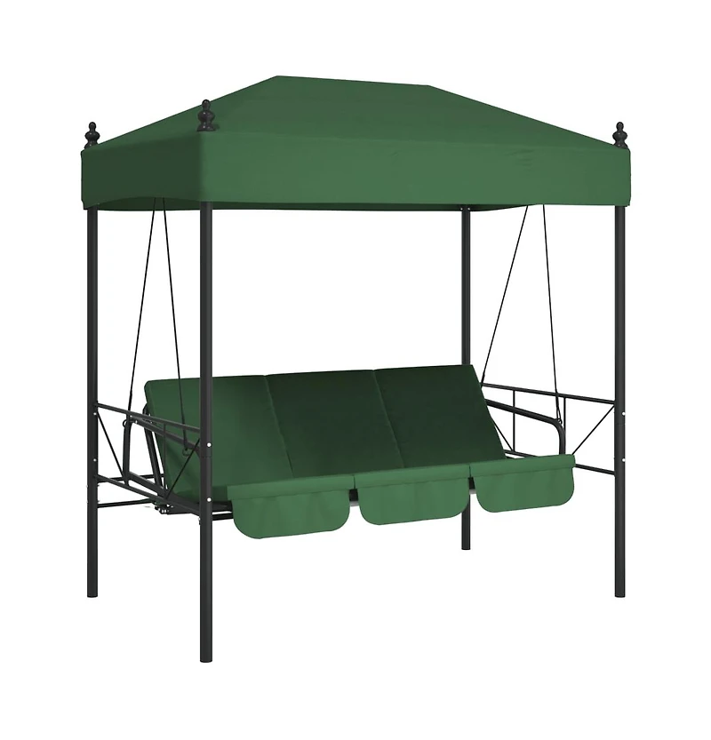 Garden Swing Bench Green Powder-Coated Steel Large