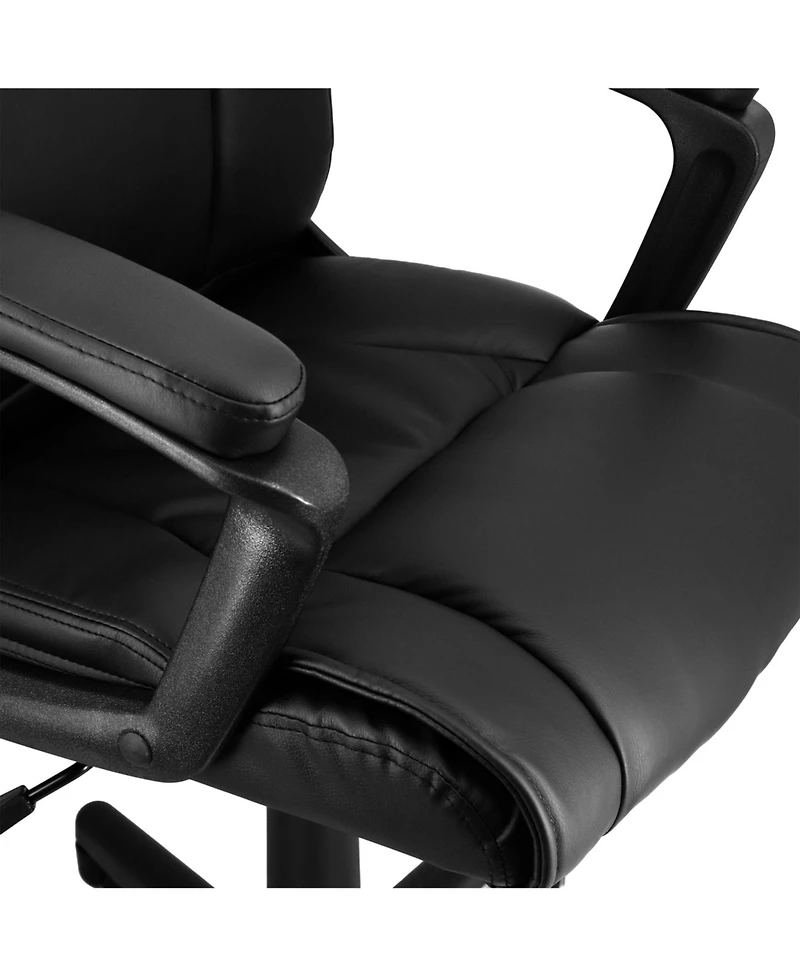 Elama Mid Back Adjustable Faux Leather Office Chair in Black